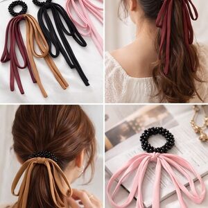 Elegant Black and Pink Hair Tie Set